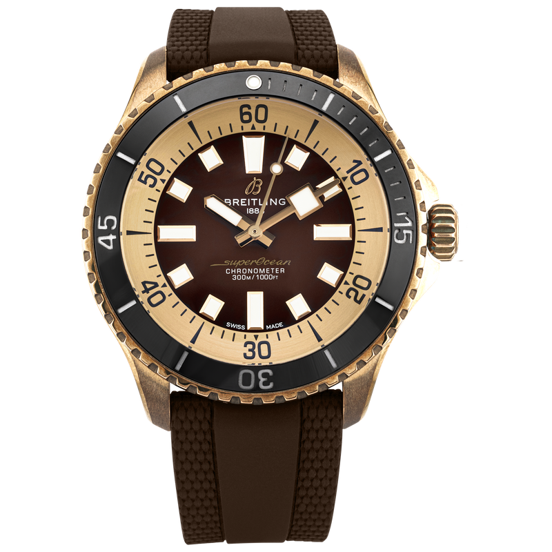 Breitling Superocean Bronze 44mm Brown Dial Rubber Strap Watch (2025)