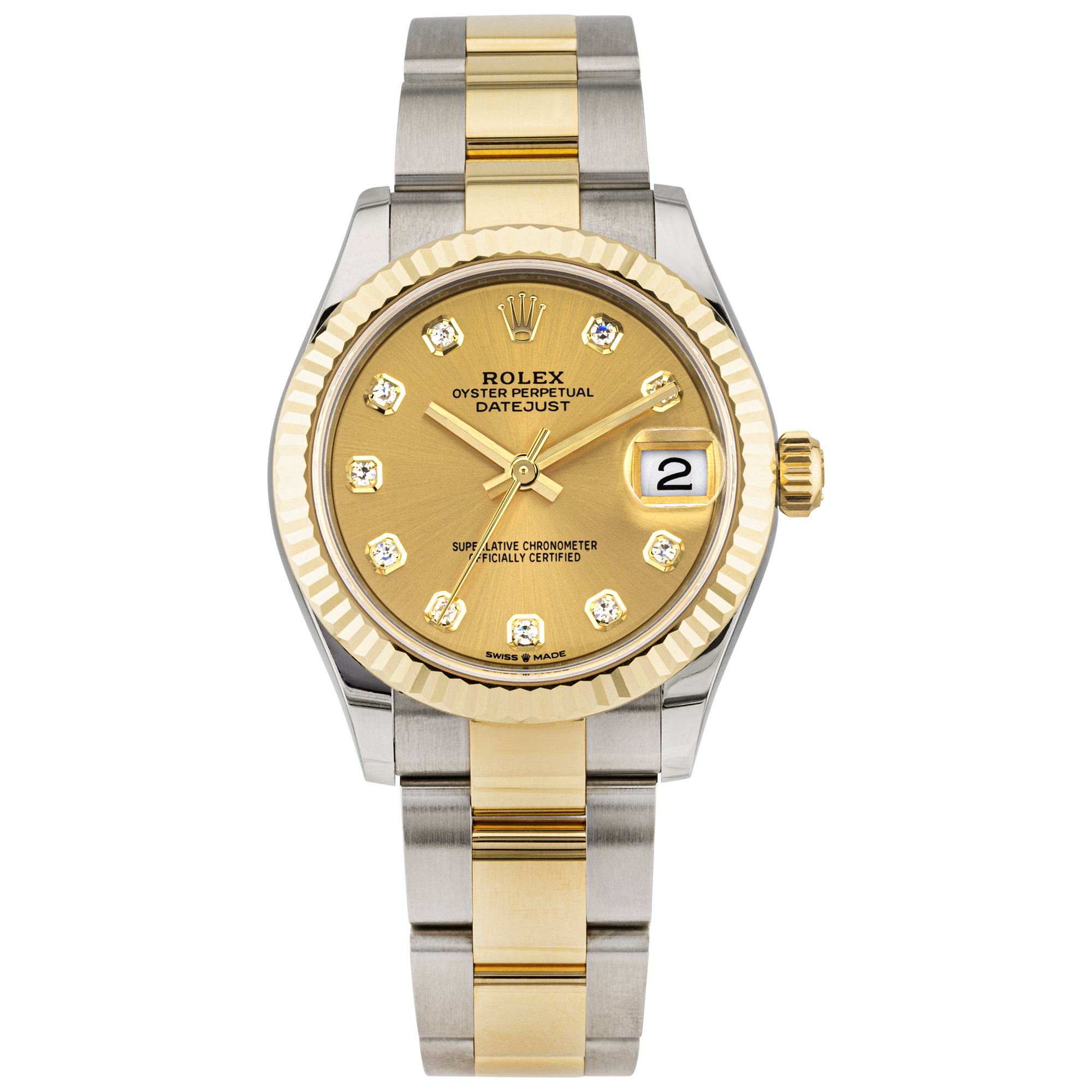Rolex Datejust 31mm Two-Tone Champagne Diamond Dial Ladies Watch