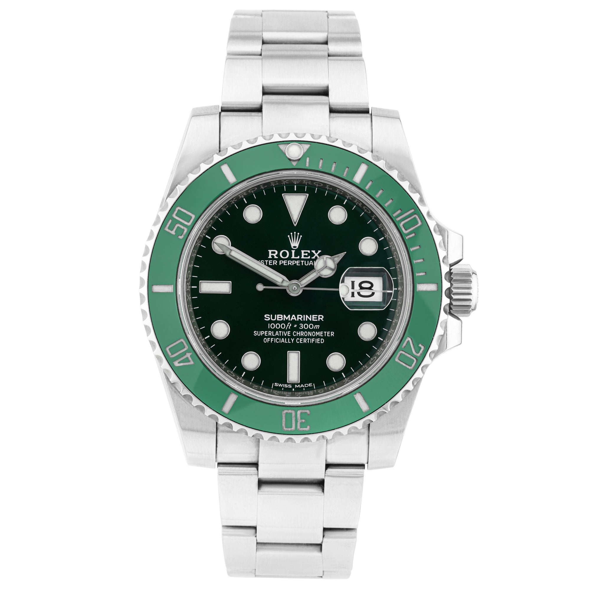 Rolex Submariner 'Hulk' 40mm Green Dial Mens Bracelet Watch (2016)