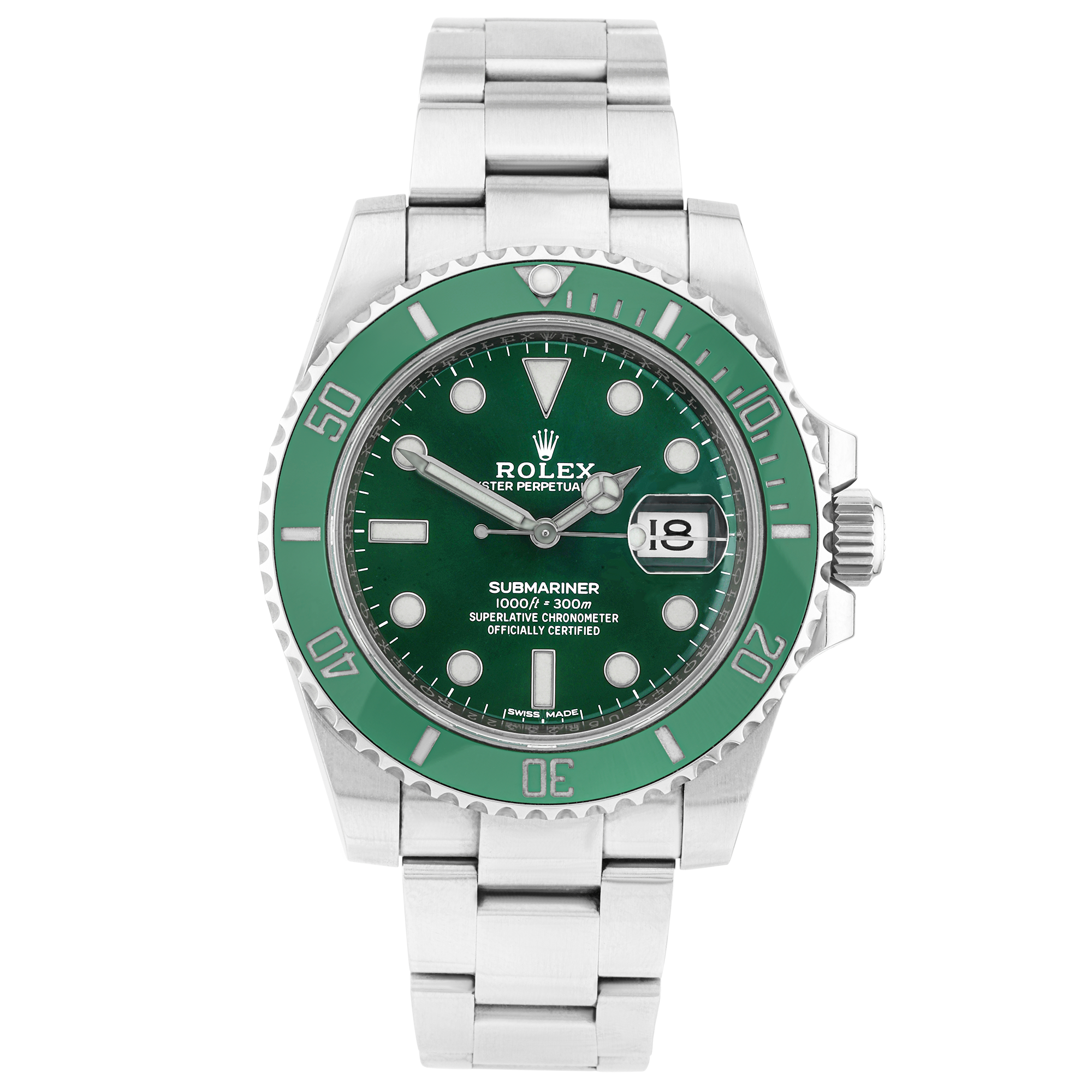 Rolex Submariner 'Hulk' 40mm Green Dial Mens Bracelet Watch (2016)