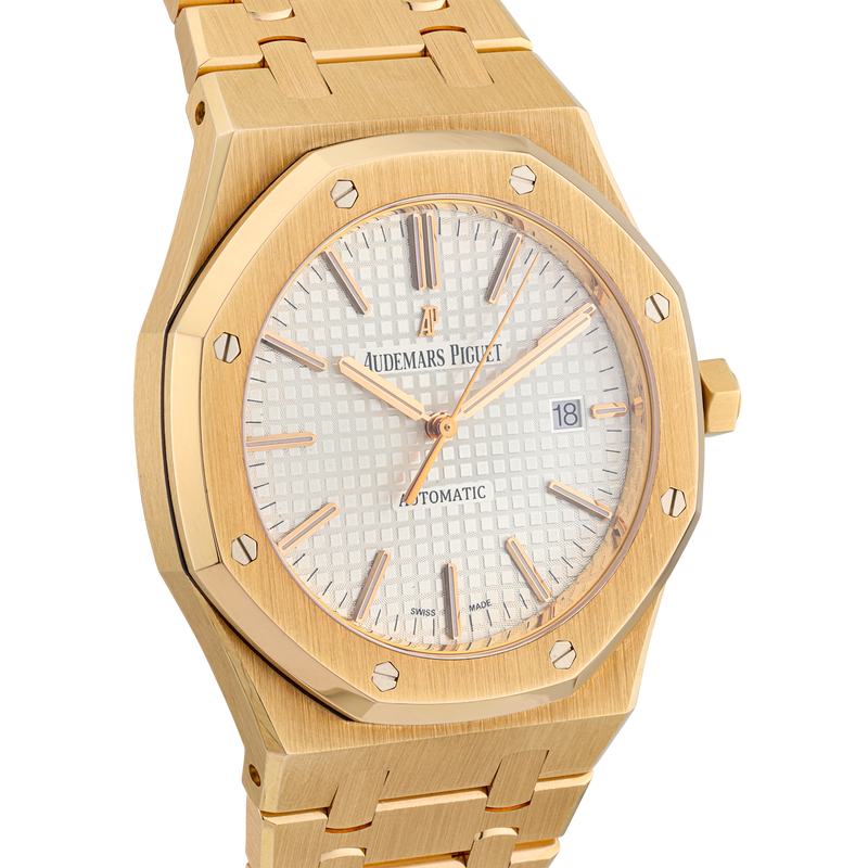 Pre-Owned Audemars Piguet Royal Oak 18ct Rose Gold Silver Dial Watch (2014) - Berry's Jewellers