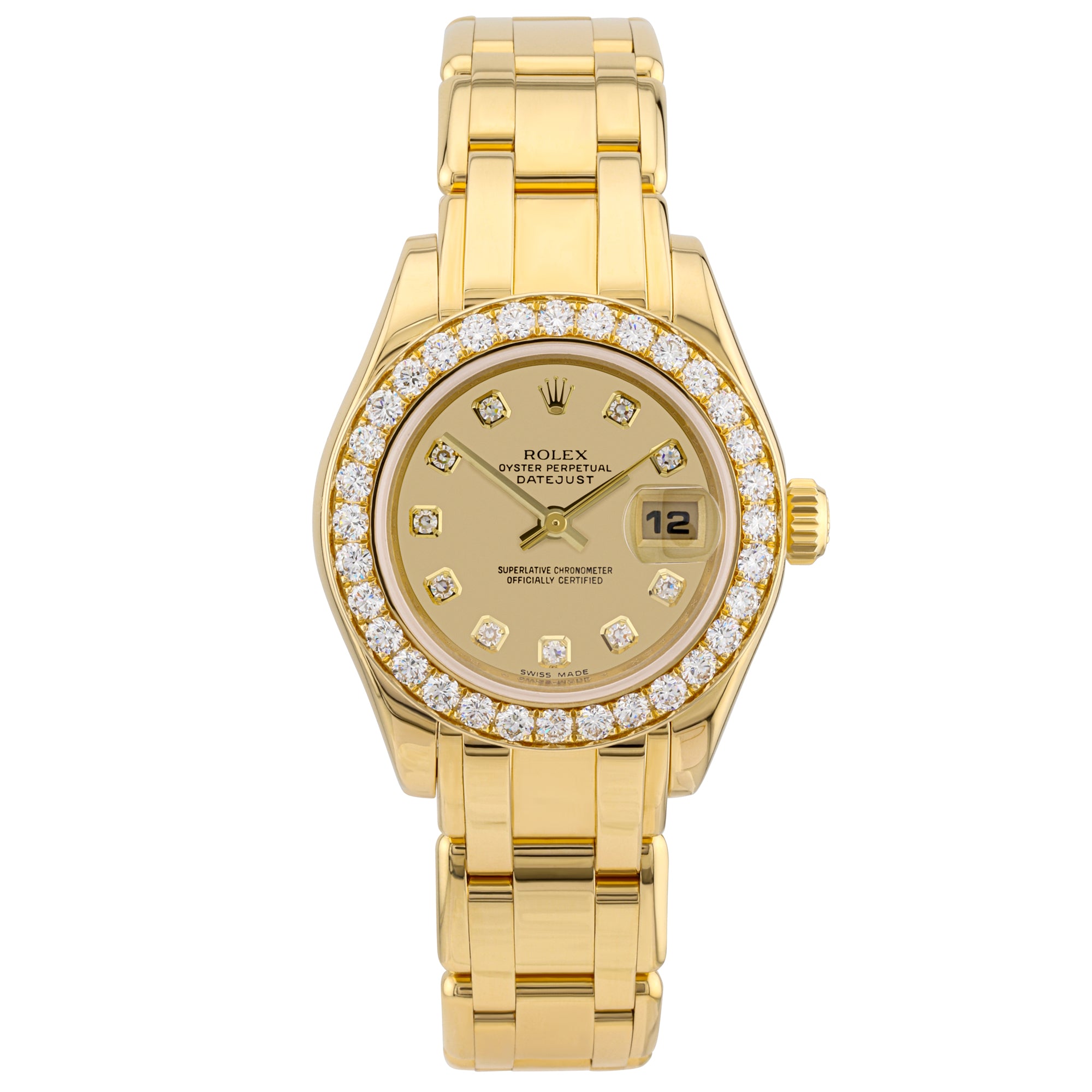 Rolex Pearlmaster Diamond Bezel 18ct Yellow Gold Ladies Watch (2017)