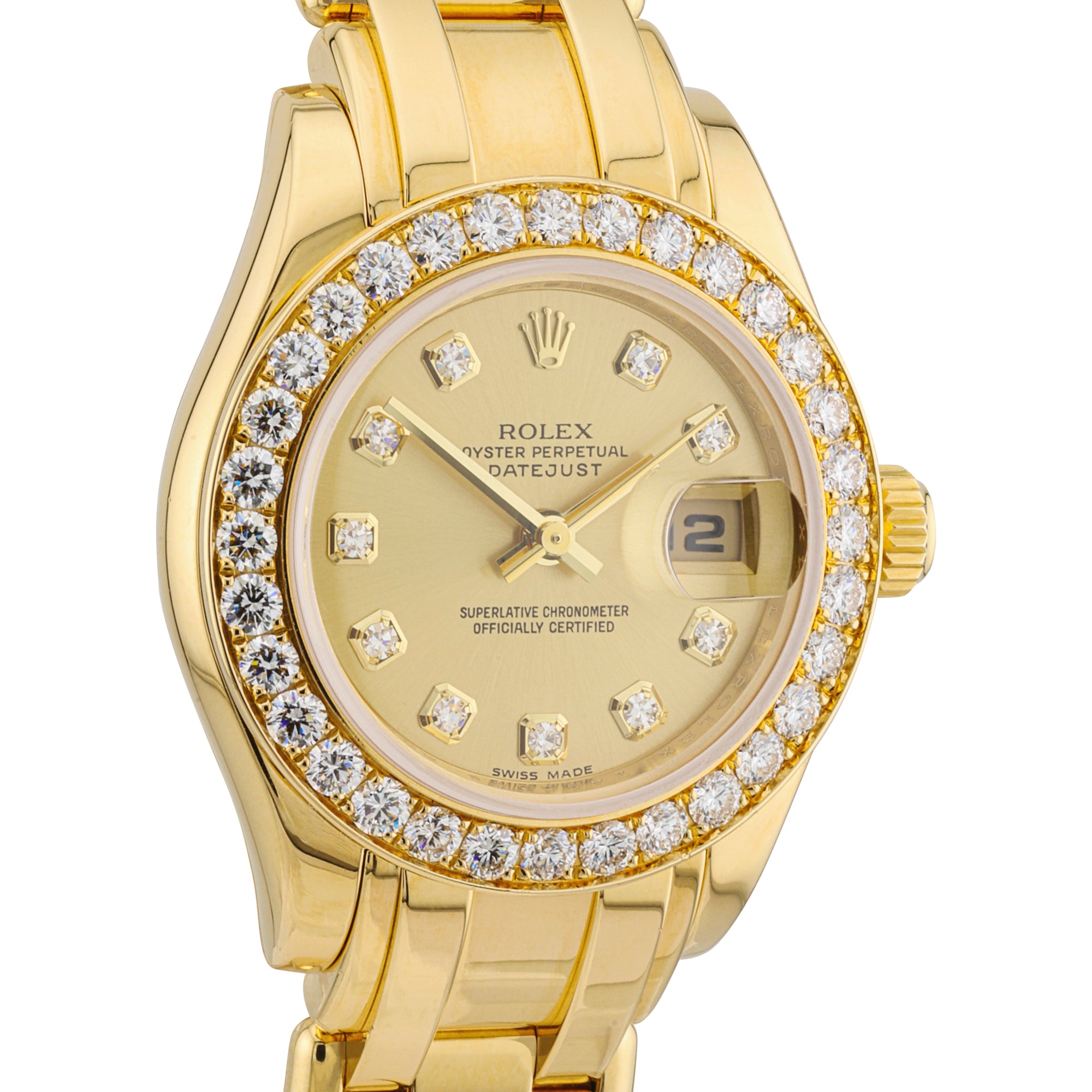 Rolex Pearlmaster Diamond Bezel 18ct Yellow Gold Ladies Watch (2017)