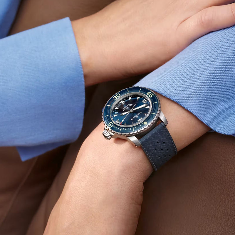 Blancpain Fifty Fathoms 42.3mm Automatique Blue Dial Rubber Strap Watch - Berry's Jewellers