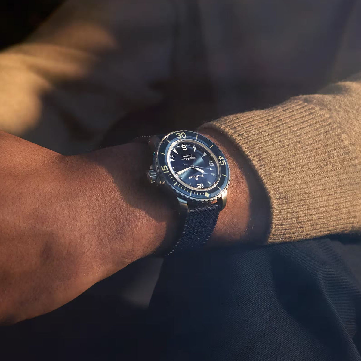 Blancpain Fifty Fathoms 42.3mm Automatique Blue Dial Rubber Strap Watch - Berry's Jewellers