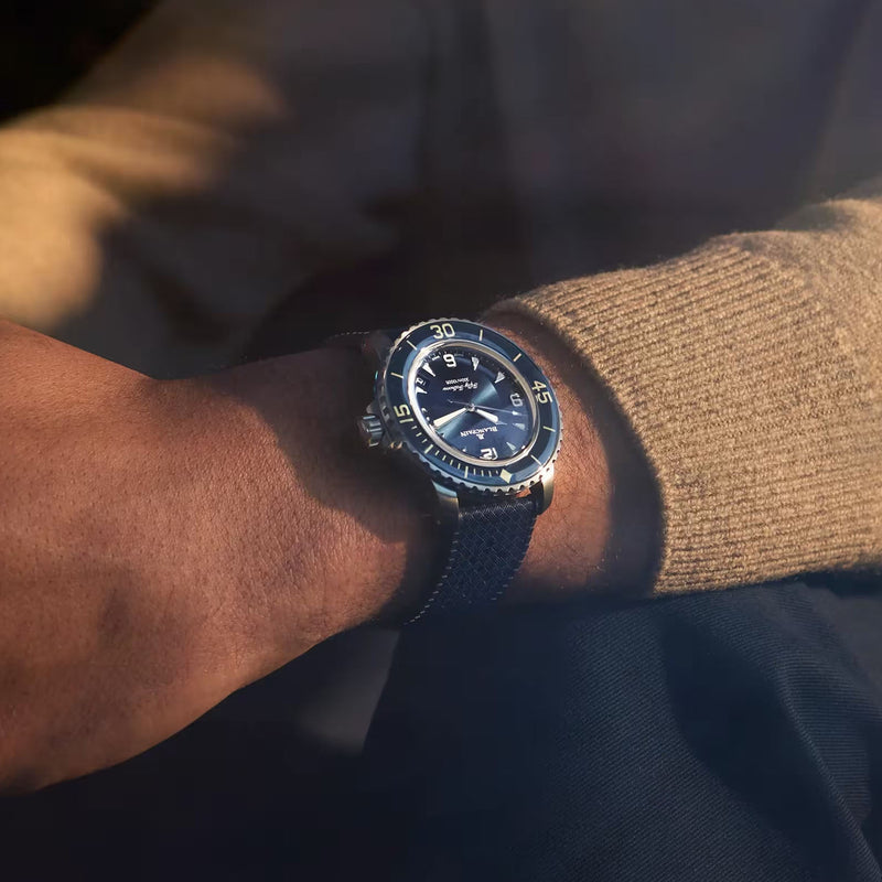 Blancpain Fifty Fathoms 42.3mm Automatique Blue Dial Rubber Strap Watch - Berry's Jewellers