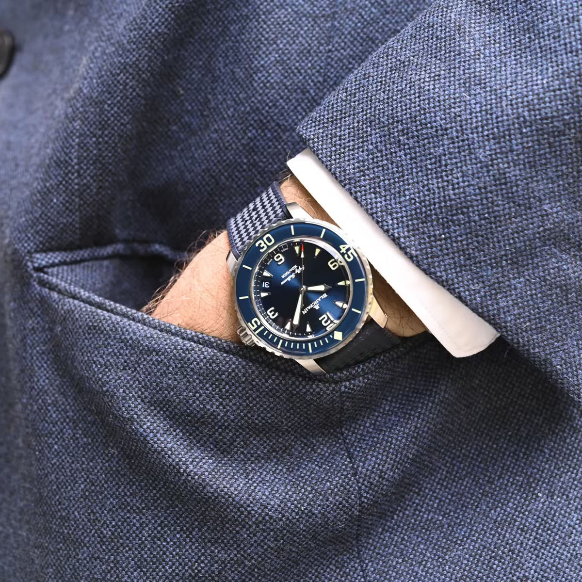 Blancpain Fifty Fathoms 42.3mm Automatique Blue Dial Rubber Strap Watch - Berry's Jewellers