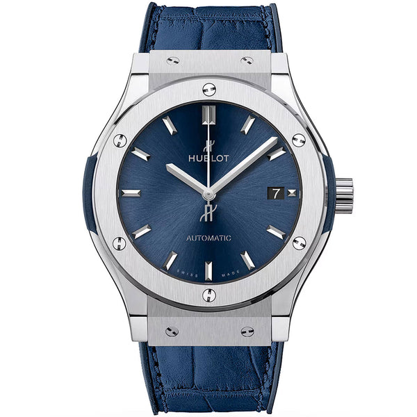 Hublot Classic Fusion Titanium 45mm Blue Dial Automatic Strap Watch - Berry's Jewellers