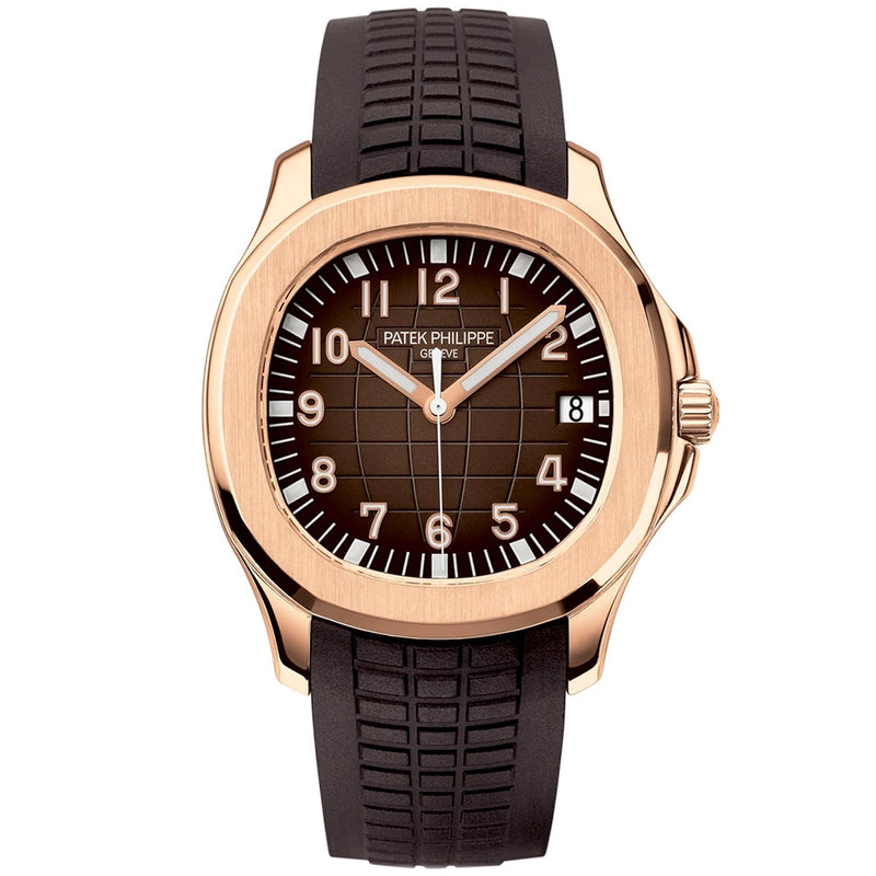 Patek Philippe Aquanaut Date 18ct Rose Gold Brown Dial Mens Rubber Strap Watch - Berry's Jewellers
