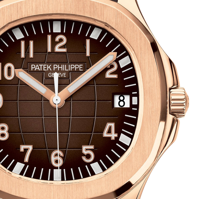 Patek Philippe Aquanaut Date 18ct Rose Gold Brown Dial Mens Rubber Strap Watch - Berry's Jewellers