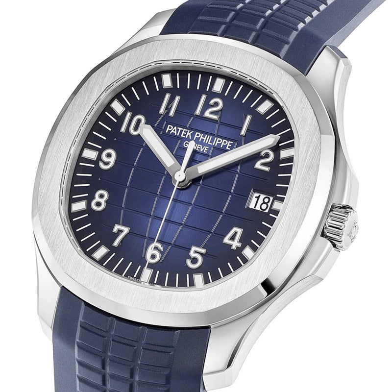 Aquanaut 42.2mm 18ct White Gold Blue Dial Mens Rubber Strap Watch