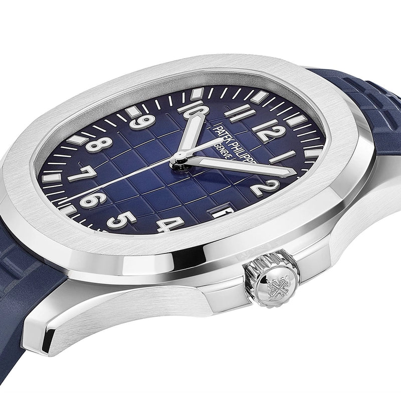 Aquanaut 42.2mm 18ct White Gold Blue Dial Mens Rubber Strap Watch