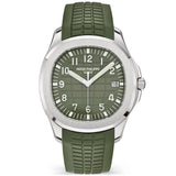 Patek Philippe Aquanaut 42.2mm 18ct White Gold Green Dial Mens Rubber Strap Watch - Berry's Jewellers