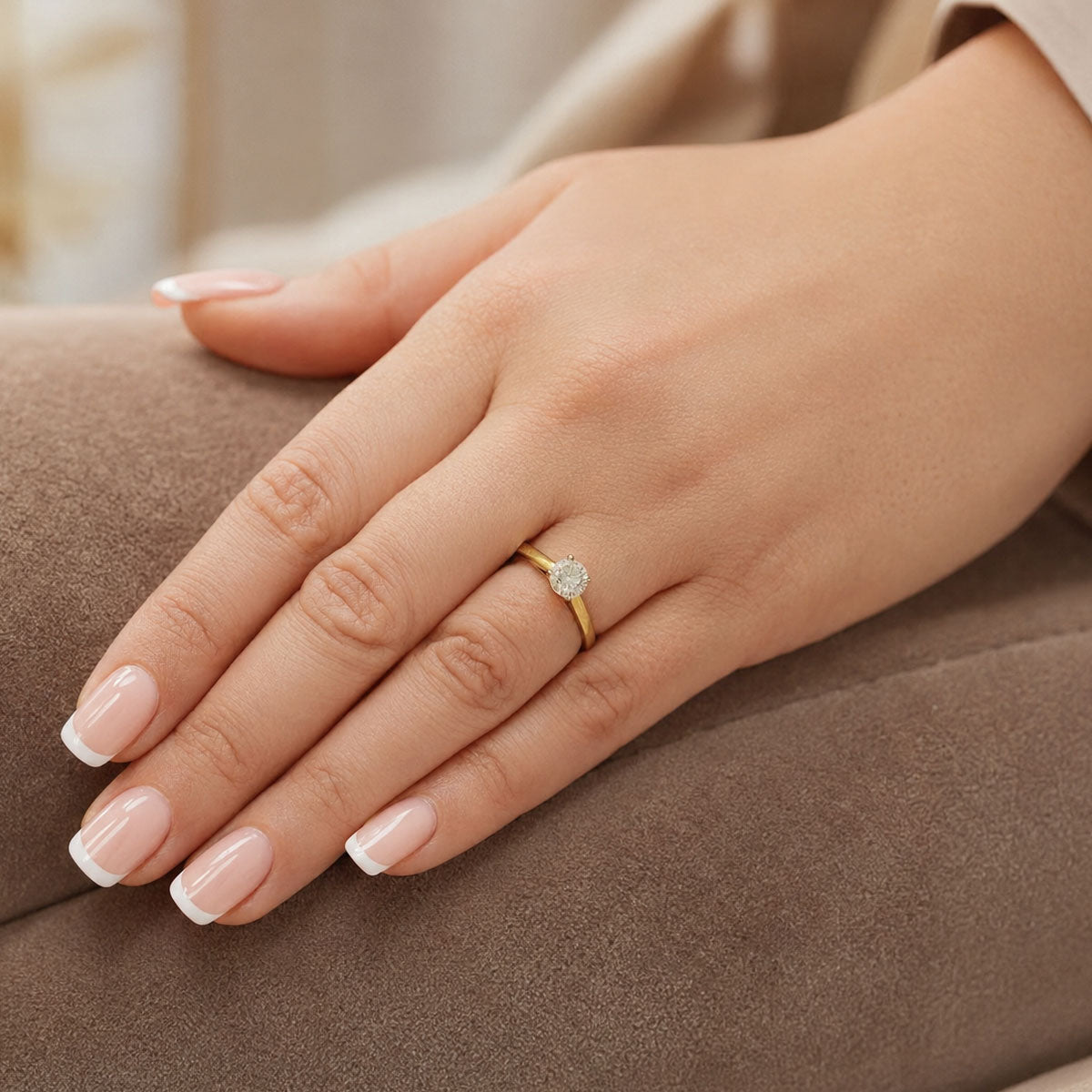 18ct Yellow Gold Round Brilliant Cut Diamond Four Claw Set Solitaire Ring