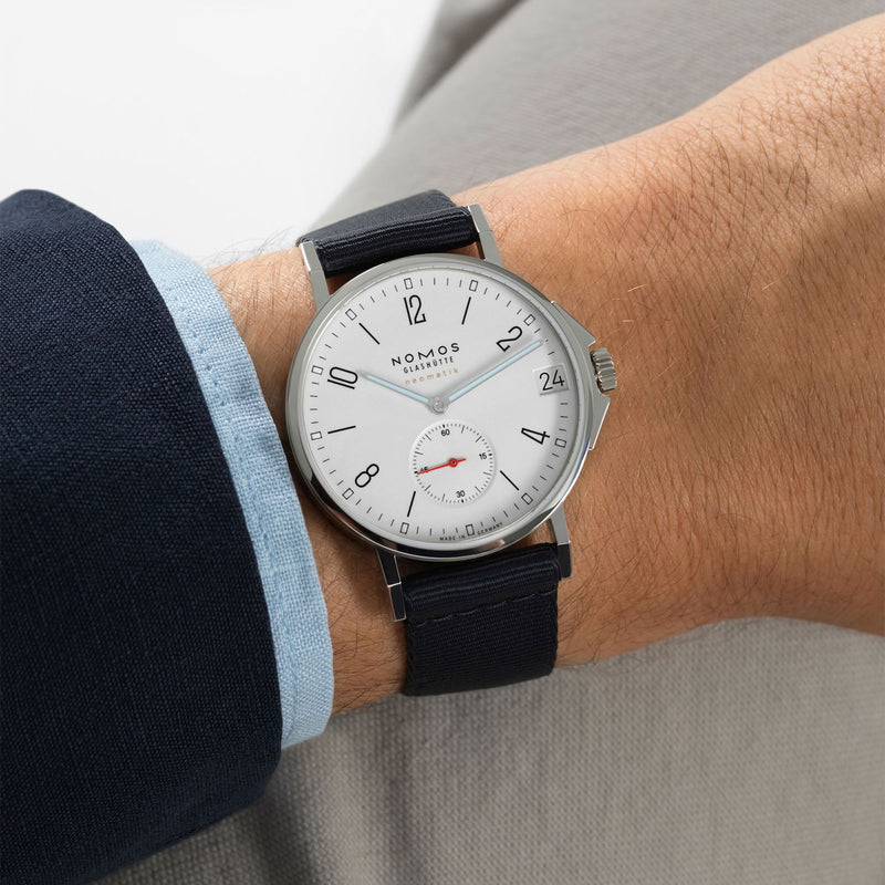 NOMOS Glashütte Ahoi Neomatik 38mm Date White Dial Sky Automatic Watch - Berry's Jewellers