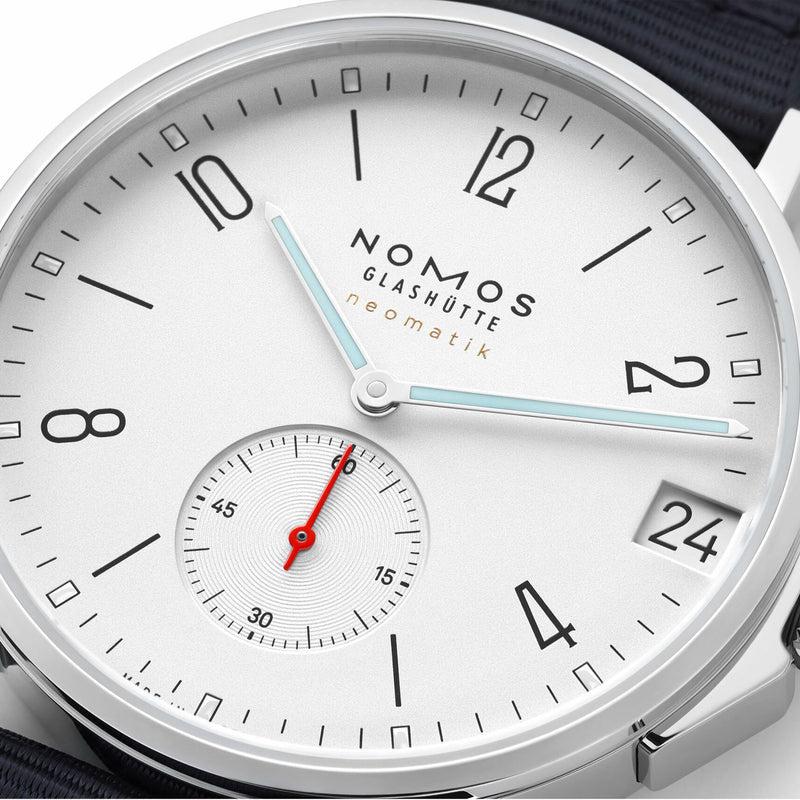 NOMOS Glashütte Ahoi Neomatik 38mm Date White Dial Sky Automatic Watch - Berry's Jewellers