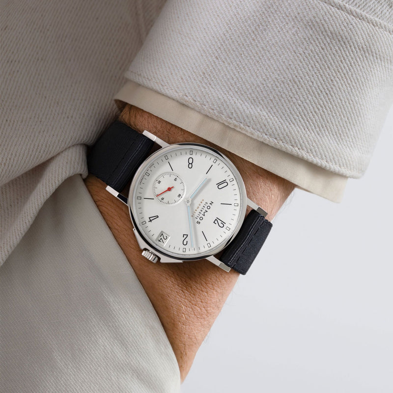 NOMOS Glashütte Ahoi Neomatik 38mm Date White Dial Sky Automatic Watch - Berry's Jewellers