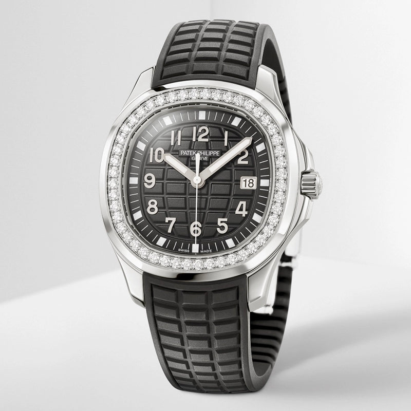 Patek Philippe Aquanaut Luce 38.8mm Steel Black Dial Diamond Set Strap Watch - Berry's Jewellers