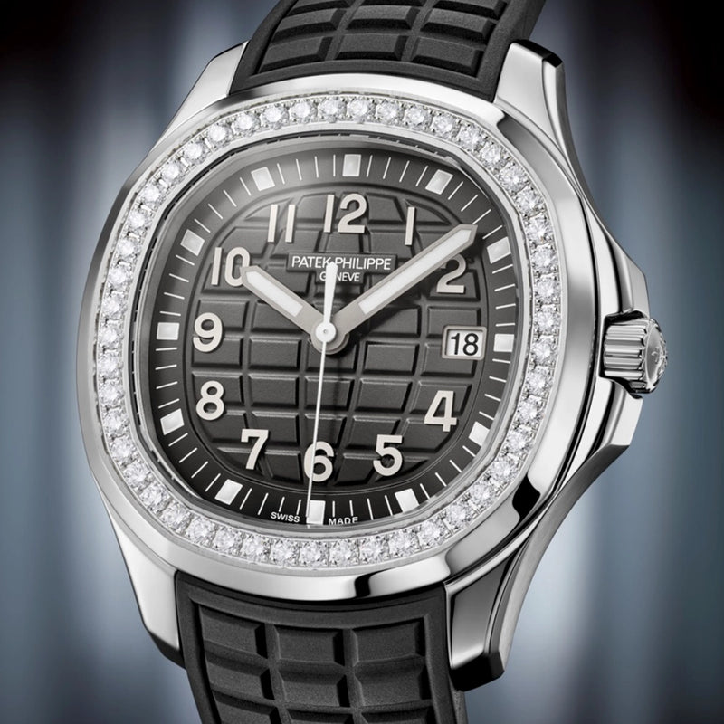 Patek Philippe Aquanaut Luce 38.8mm Steel Black Dial Diamond Set Strap Watch - Berry's Jewellers