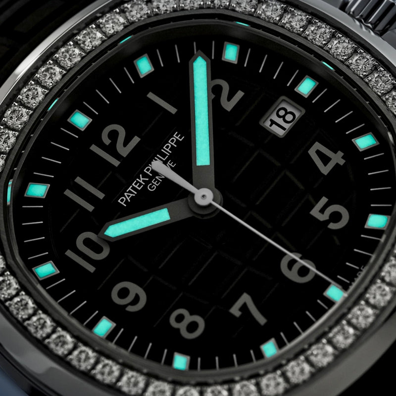 Patek Philippe Aquanaut Luce 38.8mm Steel Black Dial Diamond Set Strap Watch - Berry's Jewellers