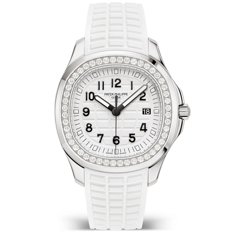 Patek Philippe Aquanaut Luce 38.8mm Steel Matte White Dial Diamond Set Strap Watch - Berry's Jewellers