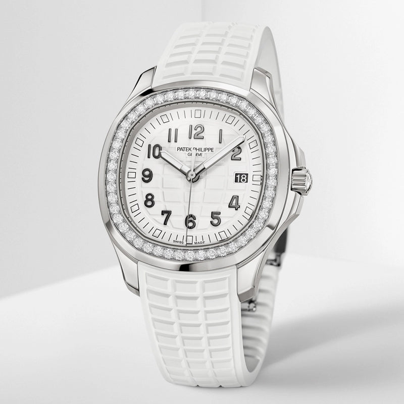 Patek Philippe Aquanaut Luce 38.8mm Steel Matte White Dial Diamond Set Strap Watch - Berry's Jewellers