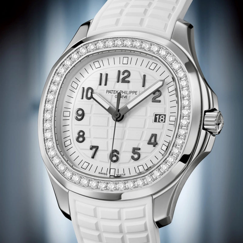 Patek Philippe Aquanaut Luce 38.8mm Steel Matte White Dial Diamond Set Strap Watch - Berry's Jewellers