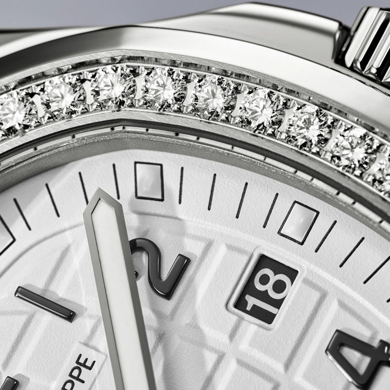 Patek Philippe Aquanaut Luce 38.8mm Steel Matte White Dial Diamond Set Strap Watch - Berry's Jewellers