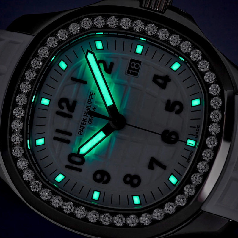 Patek Philippe Aquanaut Luce 38.8mm Steel Matte White Dial Diamond Set Strap Watch - Berry's Jewellers