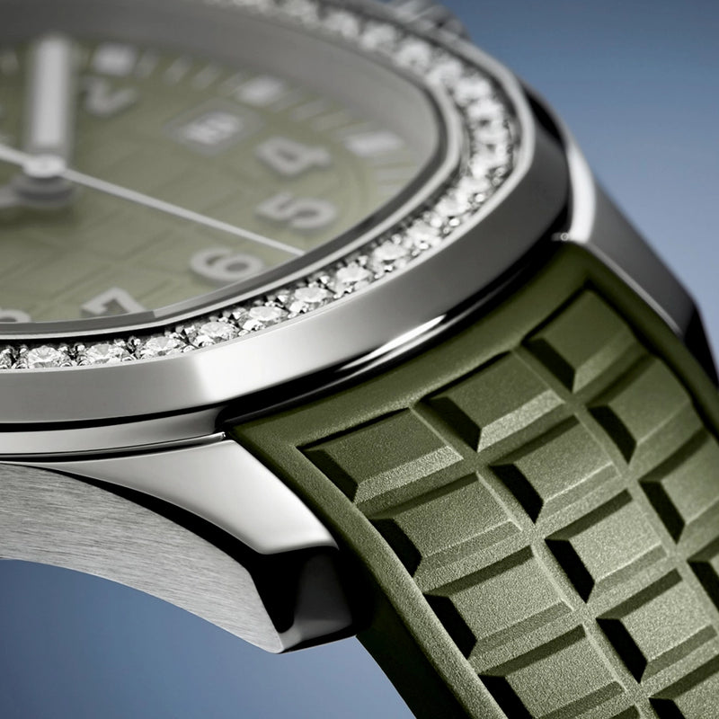 Aquanaut Luce 38.8mm Steel Khaki Green Dial Diamond Set Strap Watch