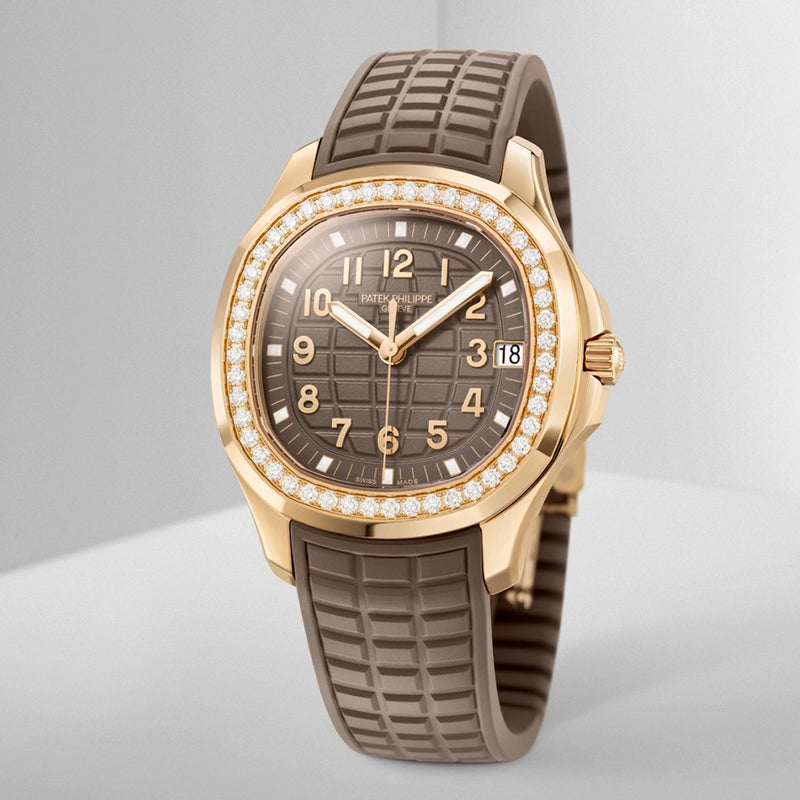Aquanaut Luce 38.8mm 18ct Rose Gold Brown Dial Diamond Set Watch