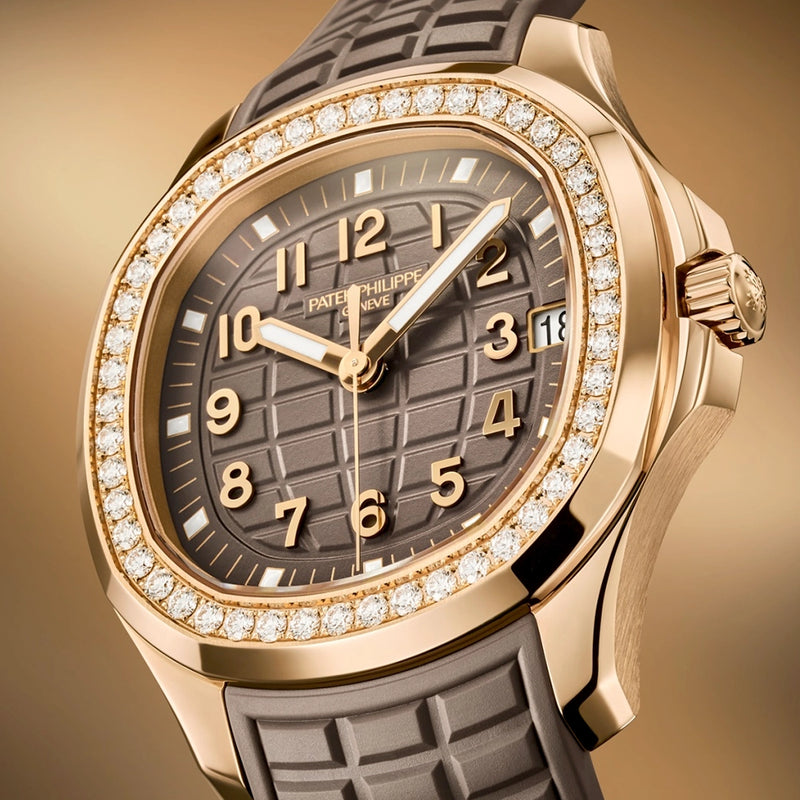Aquanaut Luce 38.8mm 18ct Rose Gold Brown Dial Diamond Set Watch