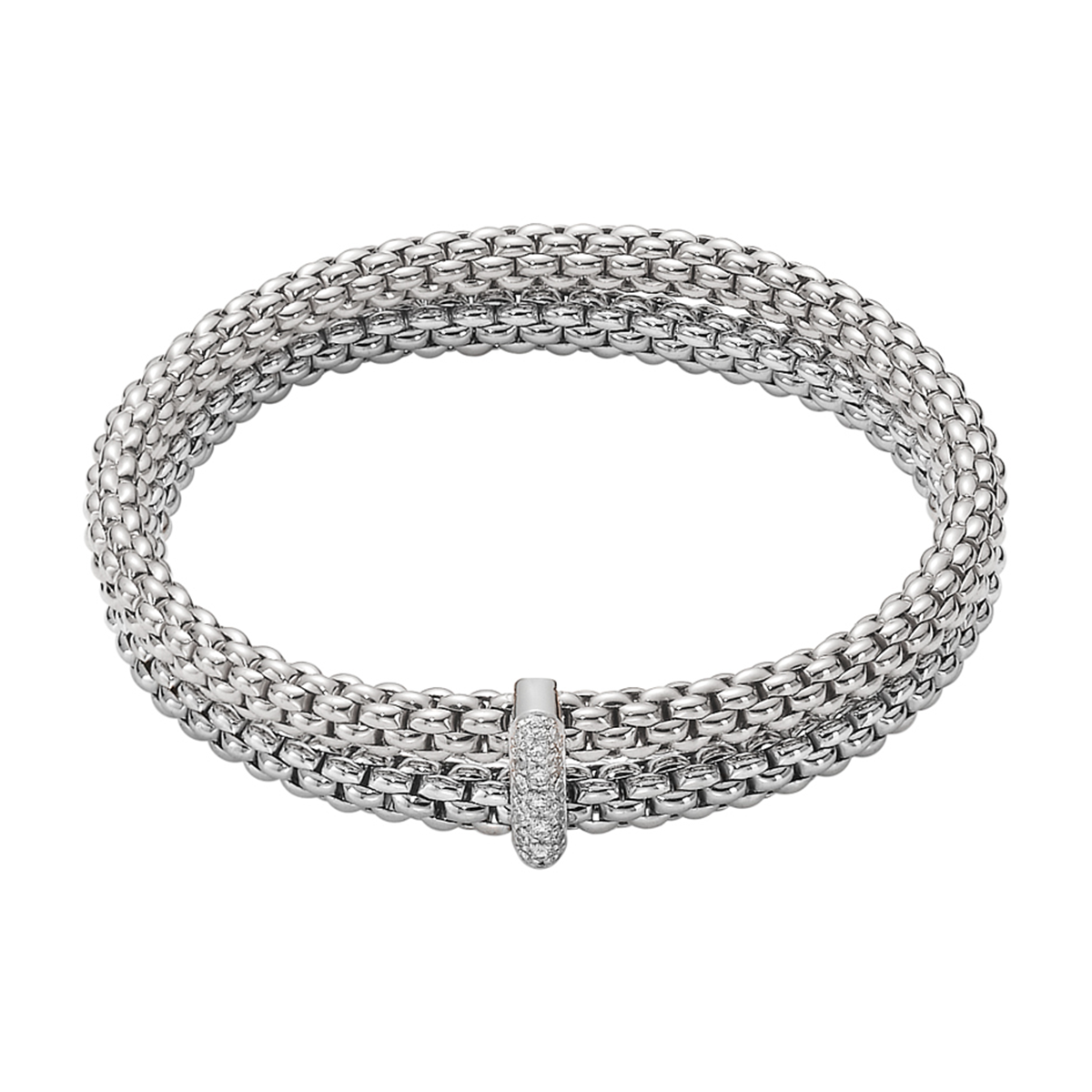 Solo 18ct White Gold Double Bracelet With Pavé Set Diamonds