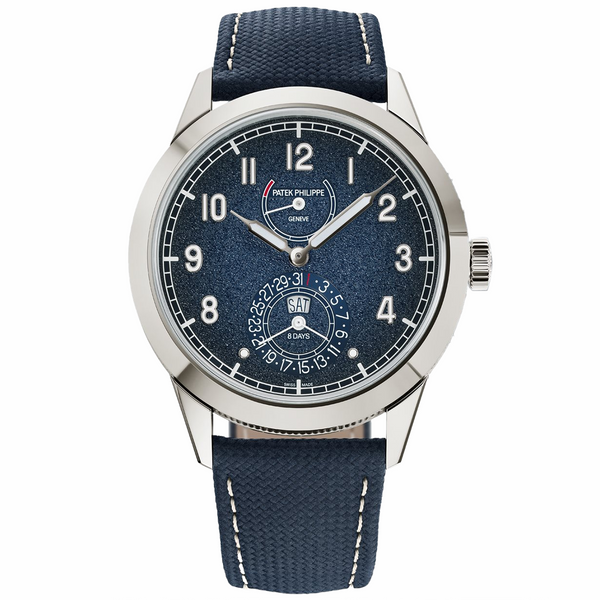 Patek Philippe Calatrava 8-Day 41mm 18ct White Gold Blue Dial Mens Watch - Berry's Jewellers