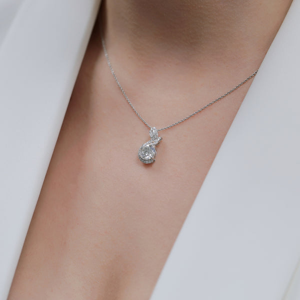 Berry's 18ct White Gold GIA Certificated Round Brilliant Cut And Marquise Diamond Fancy Swirl Pendant - Berry's Jewellers