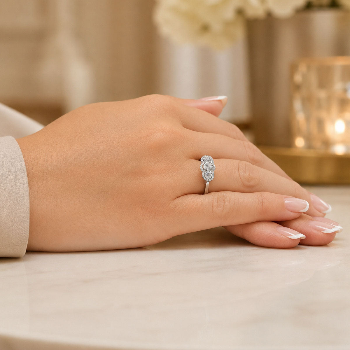 Platinum GIA Certificated Round Brilliant Cut Diamond Three Stone Ring