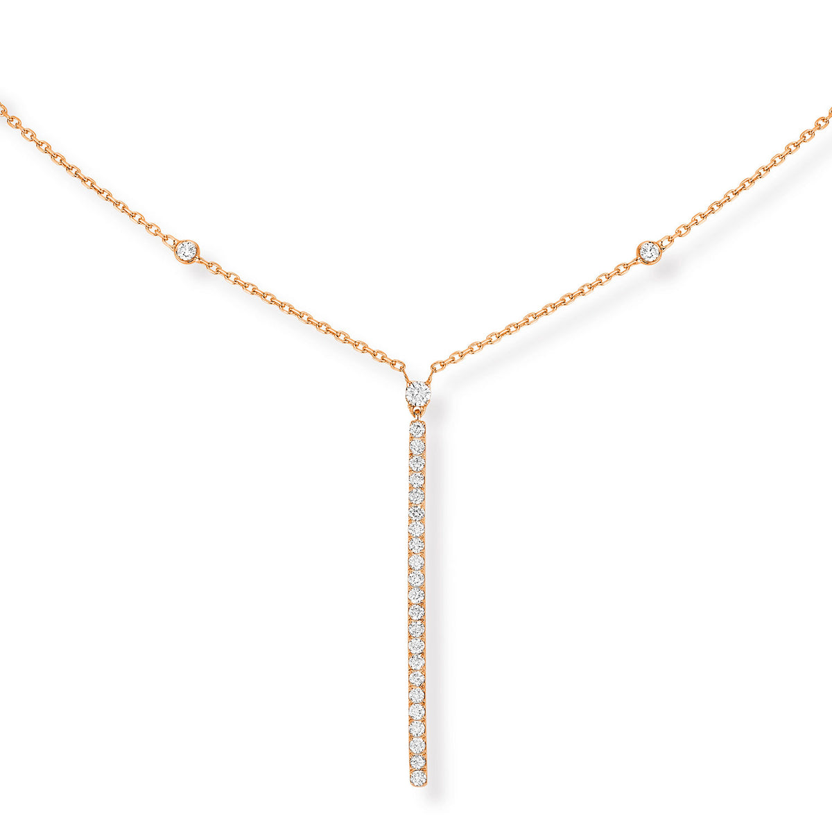 Messika Paris Gatsby 18ct Pink Gold Diamond Bar Necklace - Berry's Jewellers