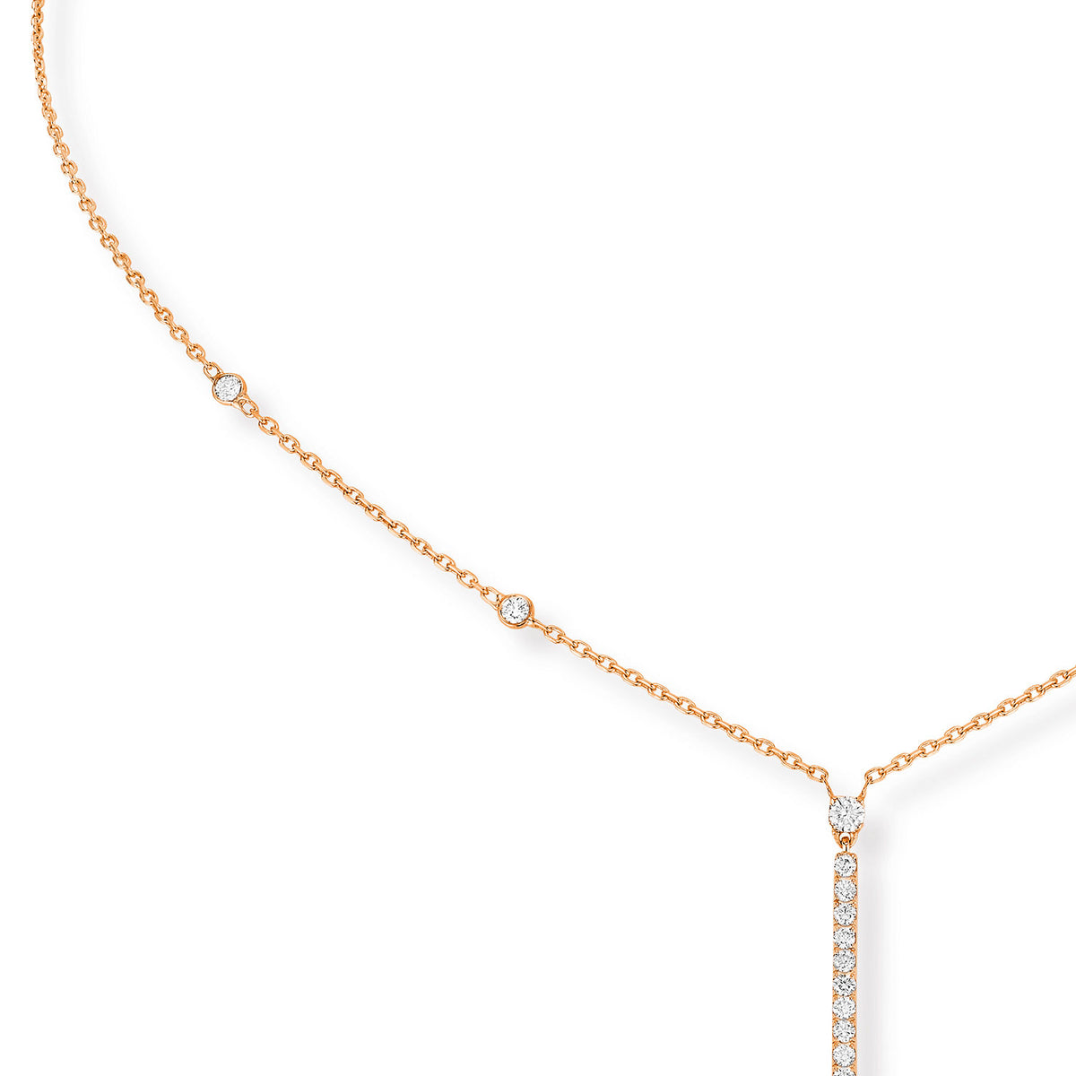 Messika Paris Gatsby 18ct Pink Gold Diamond Bar Necklace - Berry's Jewellers
