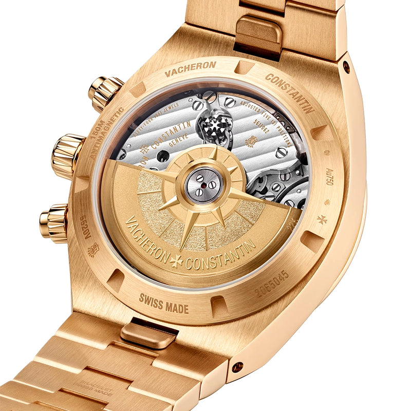 Vacheron Constantin Overseas Chronograph 18ct Pink Gold Green Dial Automatic Bracelet Watch - Berry's Jewellers