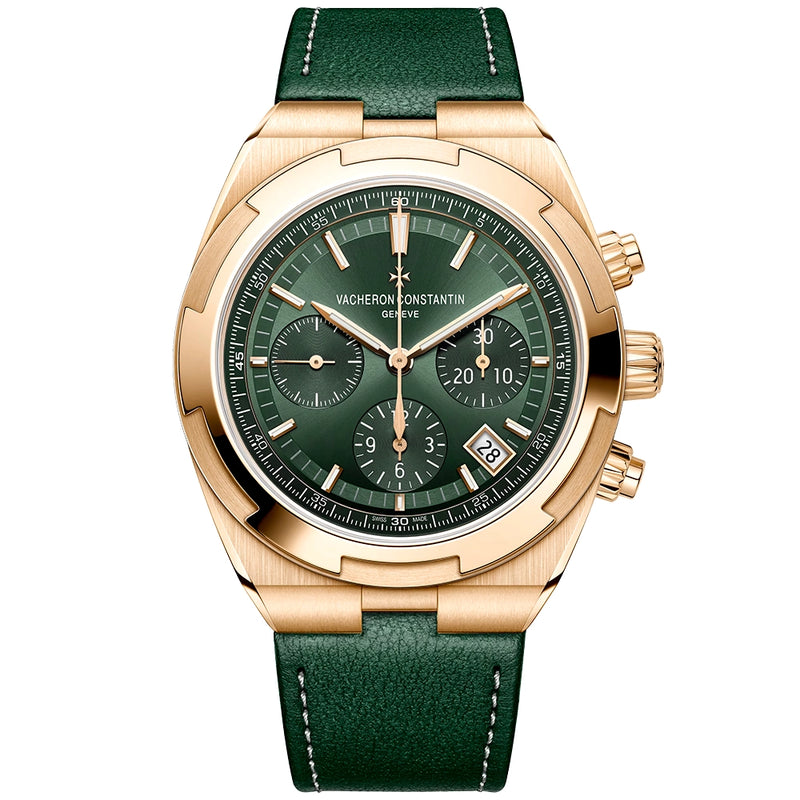 Vacheron Constantin Overseas Chronograph 18ct Pink Gold Green Dial Automatic Bracelet Watch - Berry's Jewellers