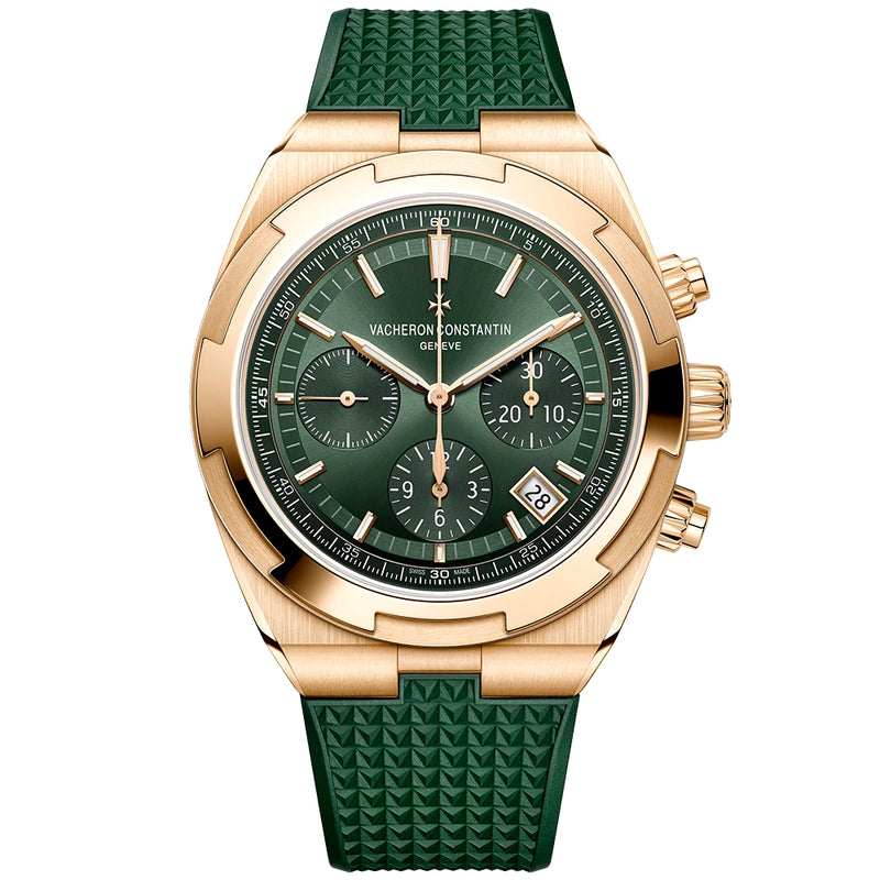 Vacheron Constantin Overseas Chronograph 18ct Pink Gold Green Dial Automatic Bracelet Watch - Berry's Jewellers