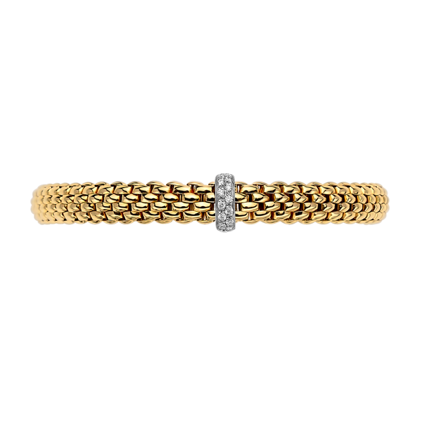 FOPE Vendôme 18ct Yellow Gold Bracelet With Pavé Set Diamonds - Berry's Jewellers