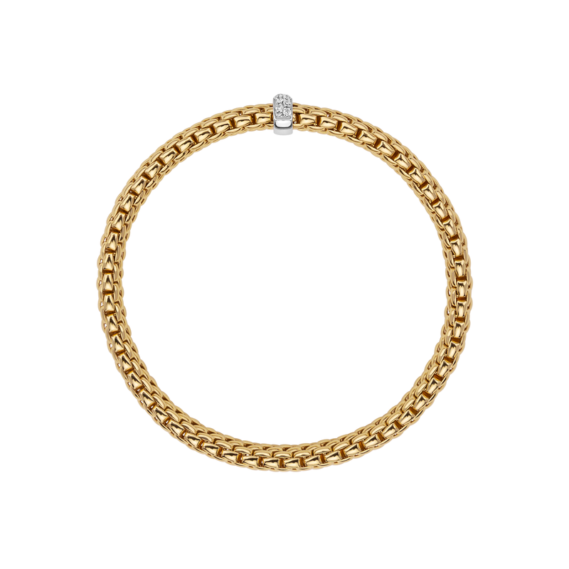 FOPE Vendôme 18ct Yellow Gold Bracelet With Pavé Set Diamonds - Berry's Jewellers