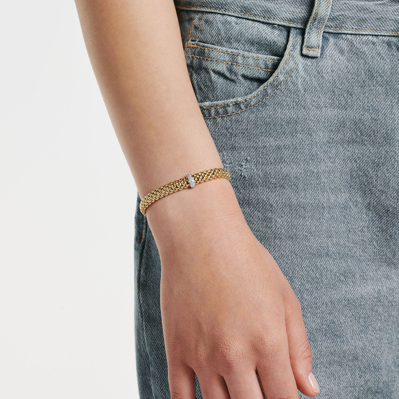 FOPE Vendôme 18ct Yellow Gold Bracelet With Pavé Set Diamonds - Berry's Jewellers