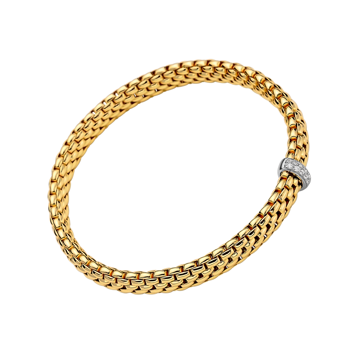 FOPE Vendôme 18ct Yellow Gold Bracelet With Pavé Set Diamonds - Berry's Jewellers