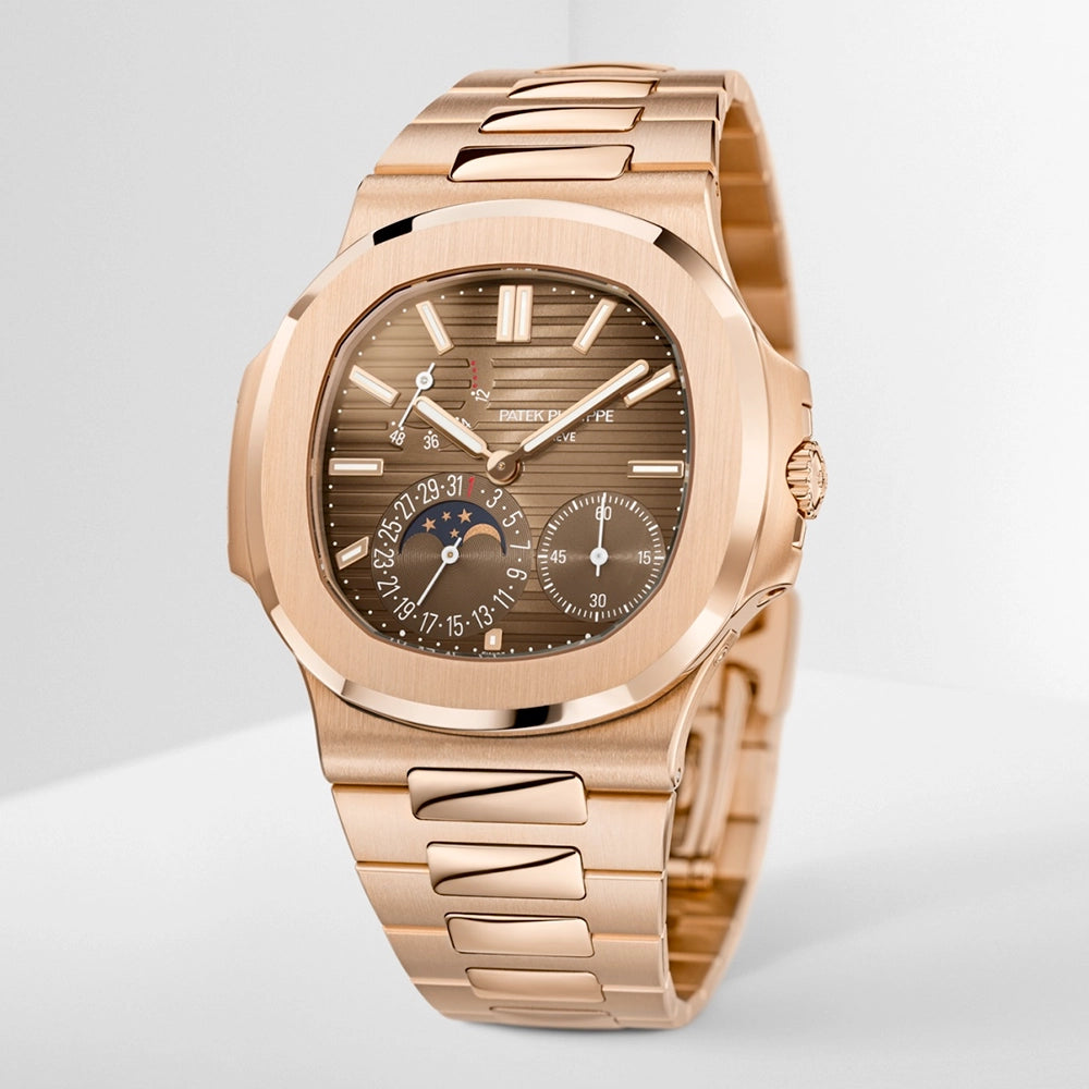Patek Philippe Nautilus Moonphase 40mm 18ct Rose Gold Chocolate Brown Dial Watch - Berry's Jewellers