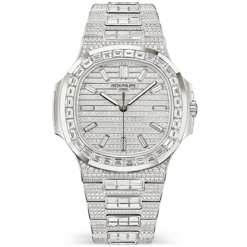 Patek Philippe Nautilus 41mm 18ct White Gold Full Diamond Set Bracelet Watch - Berry's Jewellers