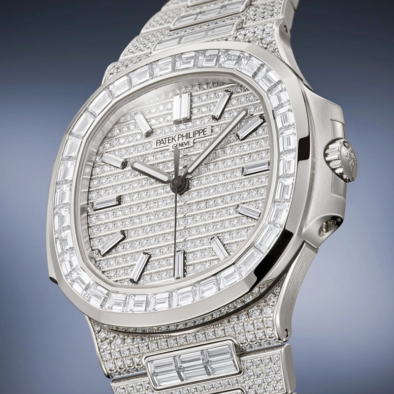 Patek Philippe Nautilus 41mm 18ct White Gold Full Diamond Set Bracelet Watch - Berry's Jewellers