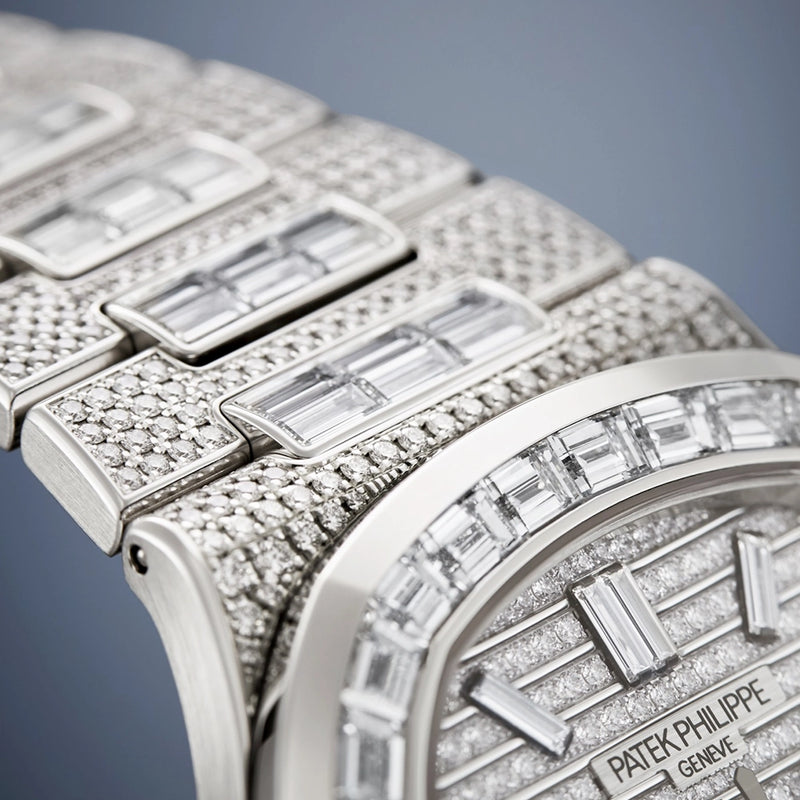Patek Philippe Nautilus 41mm 18ct White Gold Full Diamond Set Bracelet Watch - Berry's Jewellers