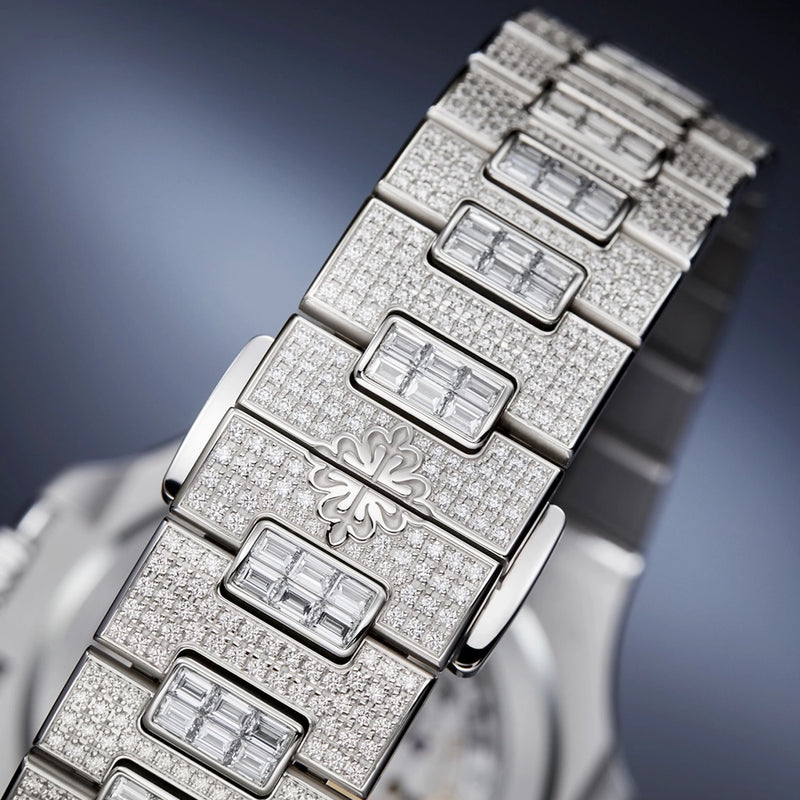 Patek Philippe Nautilus 41mm 18ct White Gold Full Diamond Set Bracelet Watch - Berry's Jewellers